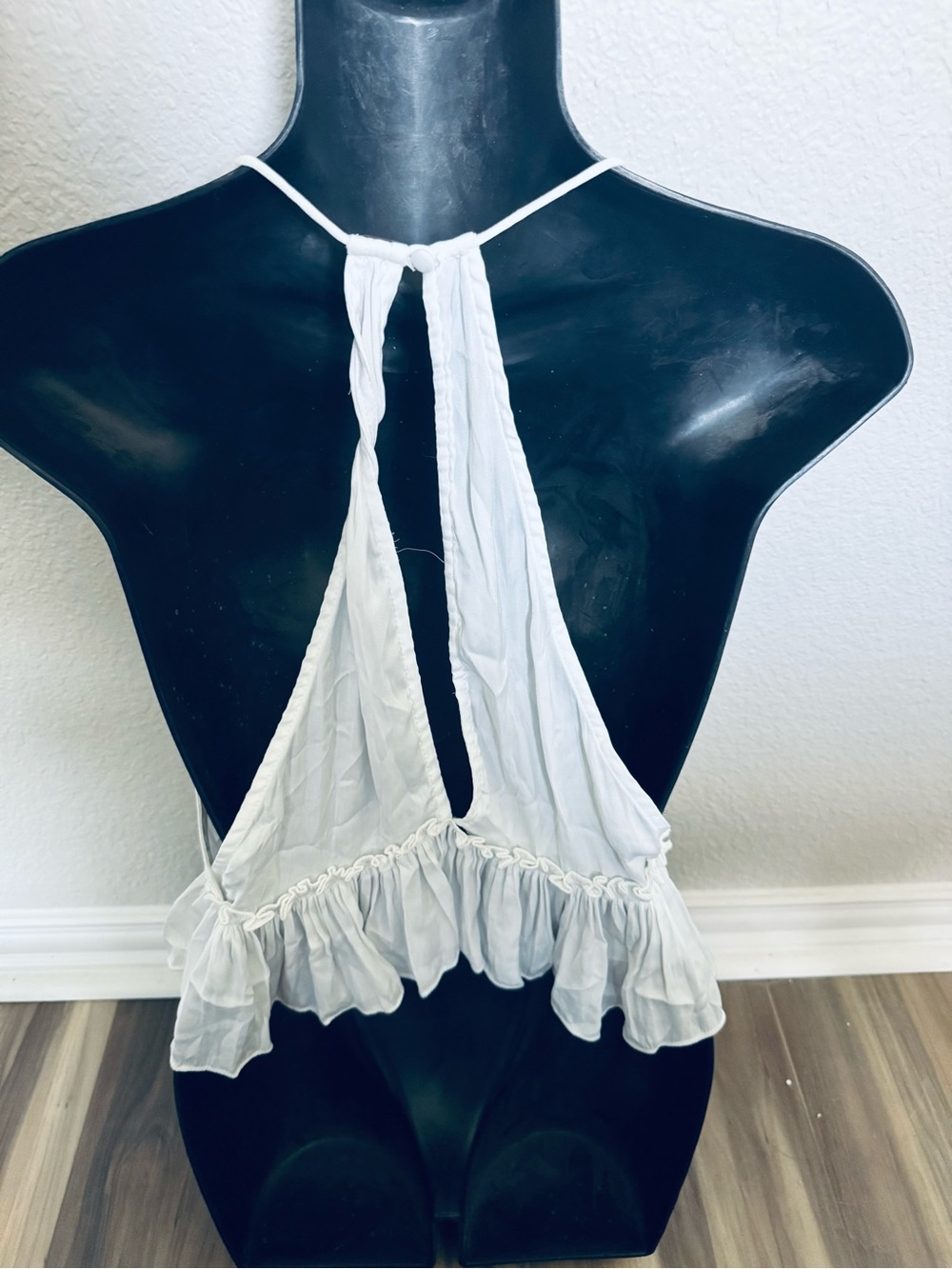 Free People White Ruffled Layered Cropped Tank Top XS - Picture 3 of 4